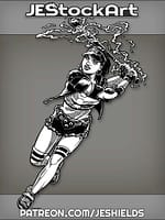 Flying Hispanic Woman with Electric Baseball Bat by Jeshields