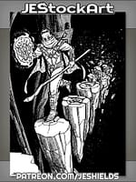 Elven Wizard Runs Across Crumbling Steps by Jeshields