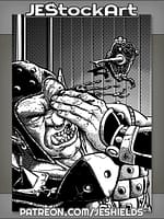 Half Orc Stabbed by Peep Hole Trap by Jeshields