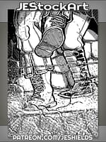 Stepping over Trip Wire Trap in Cloudy Fog by Jeshields