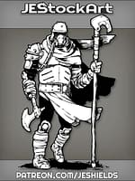 Armored Guardian with Axe Prosthetic and Hook Spear by Jeshields