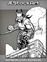 Cybernetic Feline Metahuman on Rooftop by Jeshields