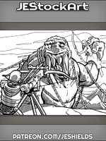 Royal Archer Protects Giant Monster From Armored Soldier by Jeshields