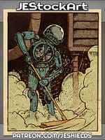Fan Service Droid Sweeps in Windy Dust by Jeshields
