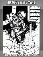 Fan Service Droid Sweeps in Windy Dust by Jeshields