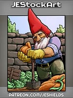 Gnome with Spade and Gourd in Garden by Jeshields