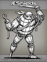 Wooden Robot Pirate with Peg Leg by Jeshields