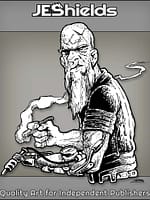Bearded Cybernetic Man with Bionic Tattoo Gun by Jeshields