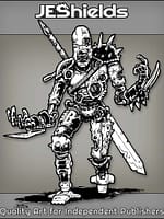 Bullet Riddled Cyberpunk Droid with Blades by Jeshields