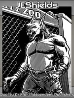 Bulky Werewolf At Zoo Gate During Night by Jeshields
