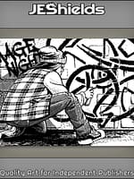 Female Hoodlum SPray paints Symbols On Wall by Jeshields