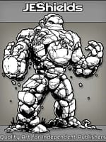 Crumbling Rock Stone Monster with Mushroom Moss by Jeshields