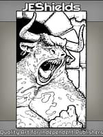 Roaring Bloody Minotaur with Earrings by Jeshields