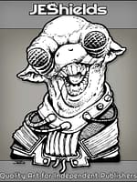 Goofy Bug Eyed Alien with Mustache Antennae by Jeshields