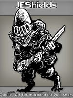 Dirty Hairy Goblin in Helm with Broken Sword by Jeshields
