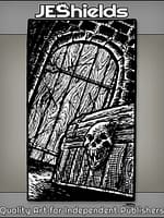 Treasure Chest with Skull Lock by Dungeon Door by Jeshields