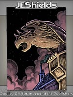 Rooftop Stone Golem in Foggy Night by Jeshields and Ben Soto