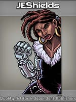Woman in Dreads and Cybernetic Arm by Jeshields and Ben Soto