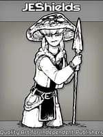 Mushroom Lady with Feather Earrings and Spear by Jeshields