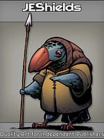 Spotted Avian Kenku Bird in Hood with Spear by Jeshields and Ben Soto