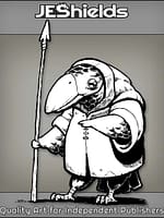 Spotted Avian Kenku Bird in Hood with Spear by Jeshields