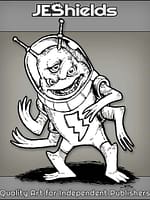 Triple Eyed Alien with Four Arms in Helmet by Jeshields