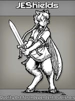 Faun Fighter with Sword and Braids by Jeshields