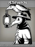 Plague Doctor with Lantern and Raven by Jeshields