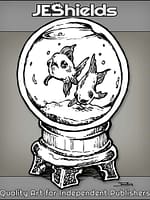 Two Goldfish in Fancy Snowglobe Bowl by Jeshields