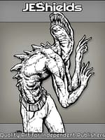 Fanged Monster with Spine Scales in Jeans by Jeshields