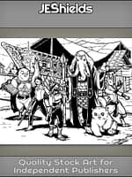 Six Adventurers Group Start at Tavern Pub by Jeshields