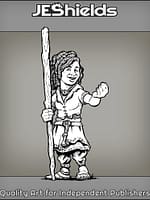 Female Halfling with Tall Staff by Jeshields