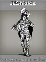 Zombie Rocker in Tattered Clothing Holding Axe Guitar by Jeshields