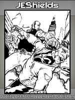 Cyberpunk Vigilante Punches Foe in City Streets by Jeshields