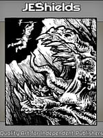 Warrior Leap Attacks Giant Beast by Jeshields