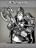 Cloaked Dwarf with Axe and Helm by Jeshields