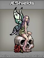Fairy on Rose Skull by Jeshields and Juan Gutierrez