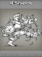 Warrior Wrestles with Birdmen by Jeshields