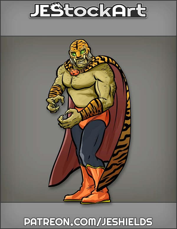 Luchador Wrestler in Striped Cape and Tiger Theme by Jeshields