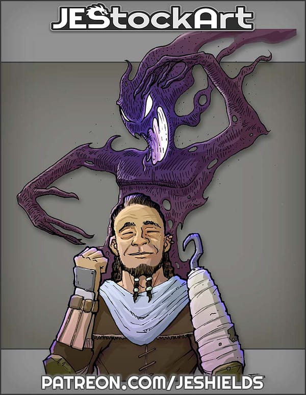 Man with Prosthetic Hook Visited by Astral Spirit by Jeshields