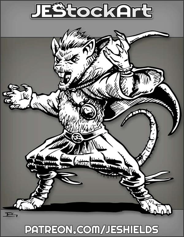 Arcane Humanoid Rat With Amulet In Hooded Robe by Jeshields