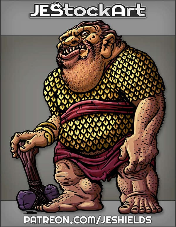Ogre In Scale Mail With Hammer Cane by Jeshields