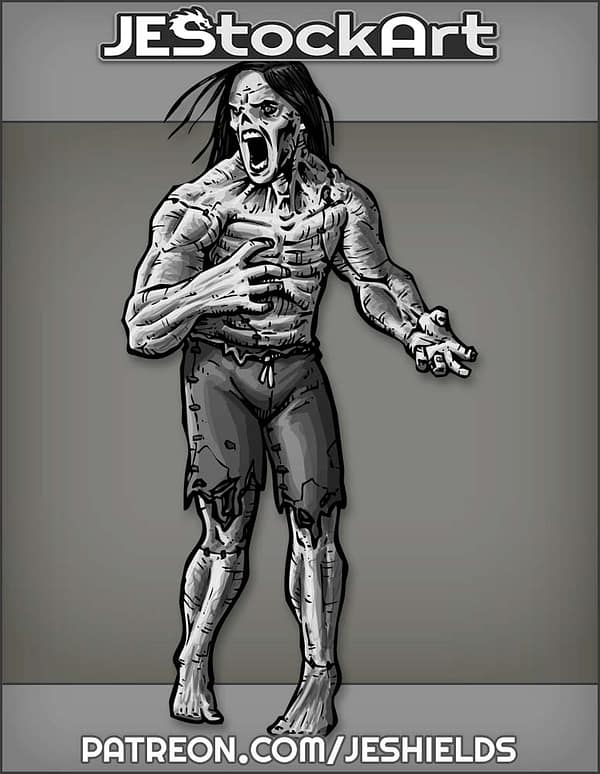 Patchwork Frankenstein Zombie Screaming In Shorts by Jeshields