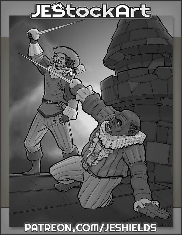 Renaissance Swordsmen on Rooftop by Jeshields
