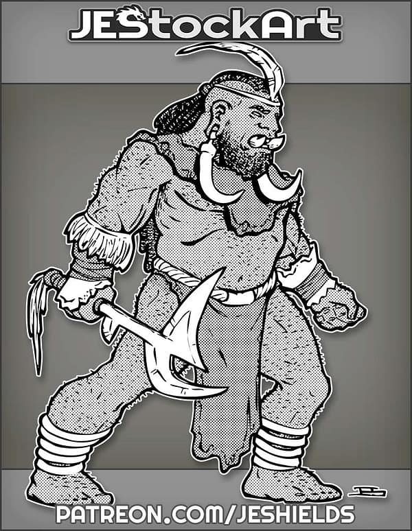 Tusked African Dwarf With Throwing Knife by Jeshields