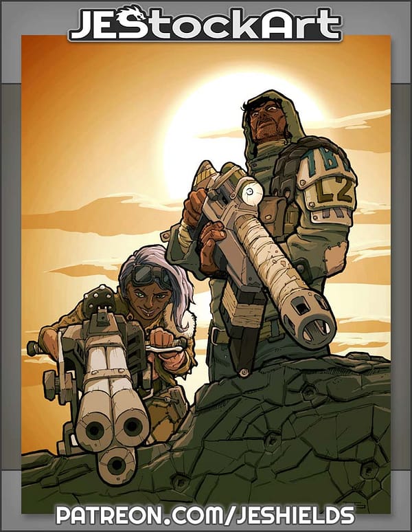 Father And Child Sentries Upon Wall by Jeshields