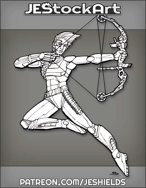 Archer With High Tech Bow And Laser Arrow by Jeshields