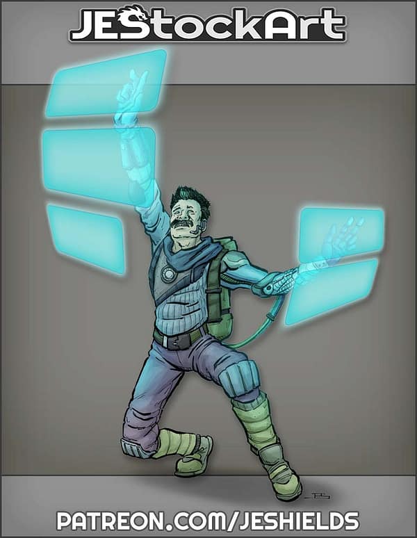 Hacker with Holo Screens by Jeshields