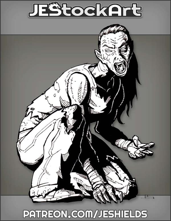 Feral Female Vampire In Torn Pants by Jeshields
