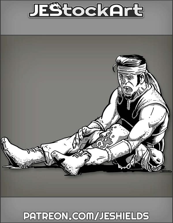 Wounded Half-Elf with Broken Leg in Pain by Jeshields